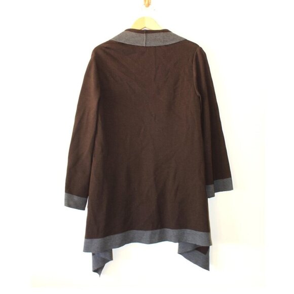 St John Open Front Cardigan Draping Cascade Size Medium Brown Santana knit Top - Picture 2 of 7